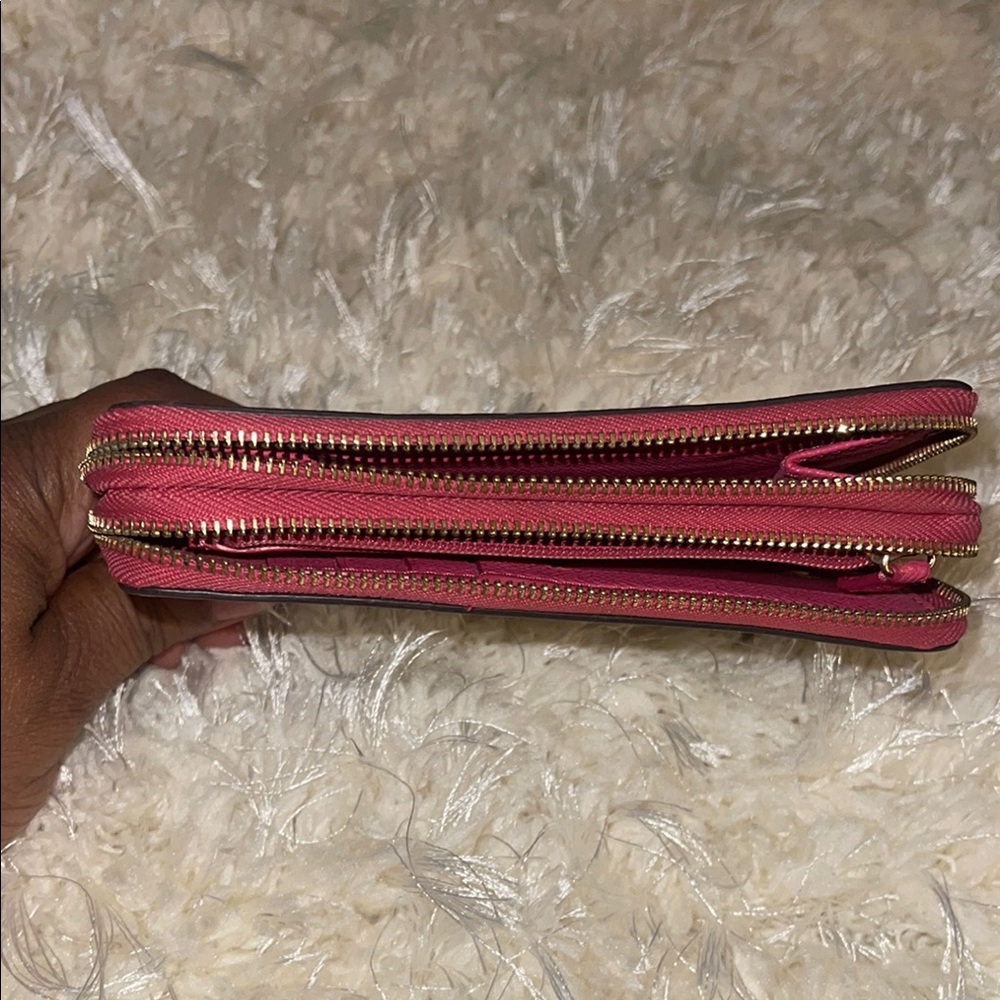 Coach Brown and Pink Wallet with Signature Monogram and Double Zipper - Picture 7 of 7